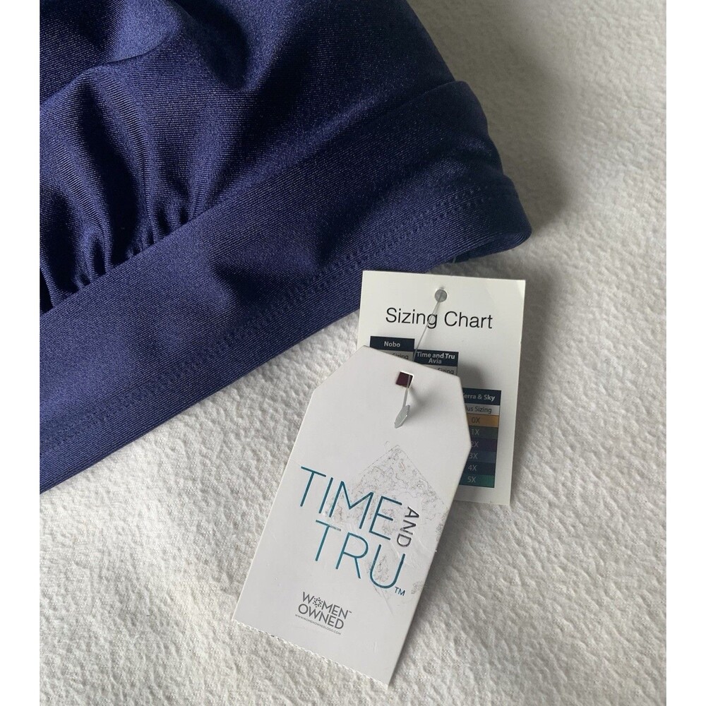 TIME AND TRU Navy Blue Ruched Plus BIKINI SWIM TOP Womens Sz 3X Brand New - Picture 3 of 12
